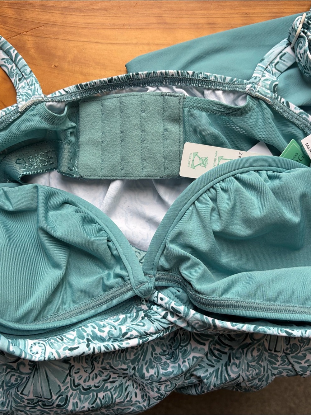 Teal Floral V-Neck Tankini Top and High Waisted Bottom - Picture 7 of 14